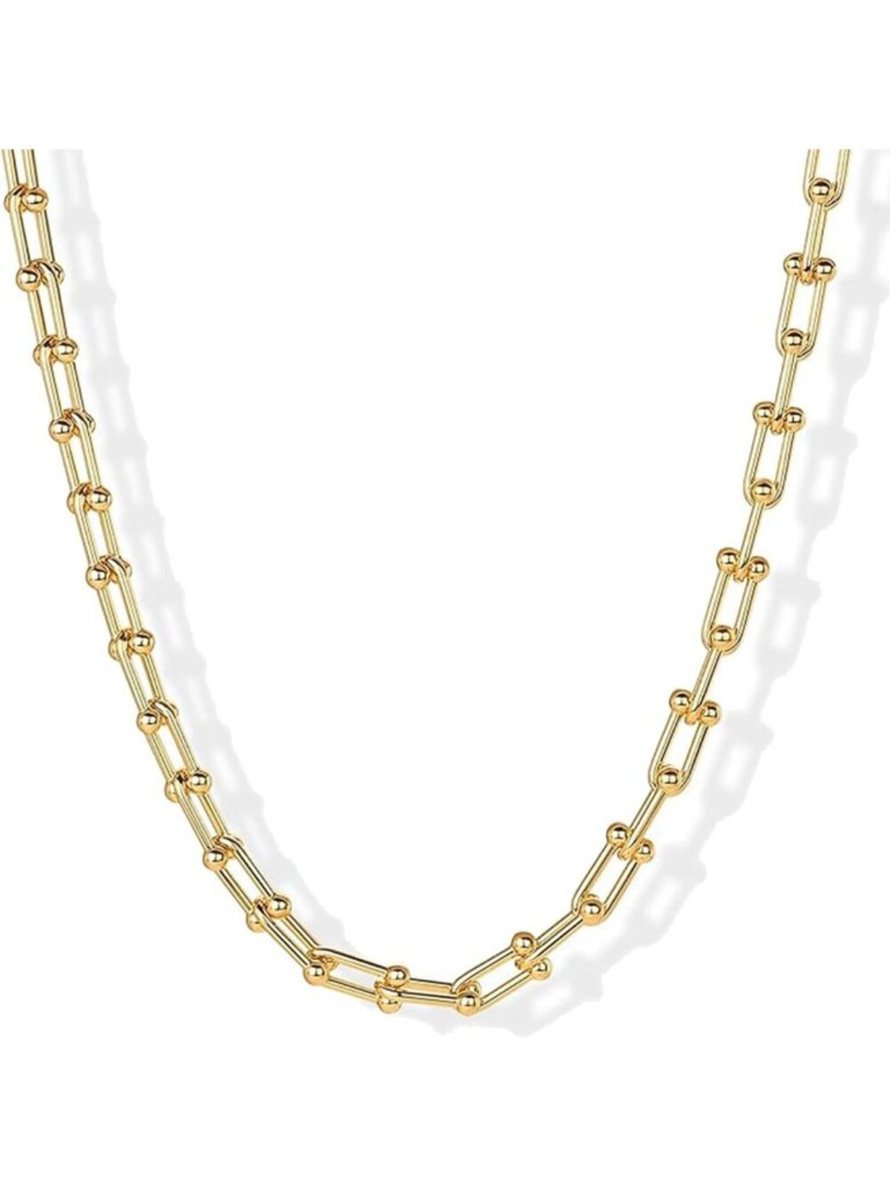 18K Gold Plated Paperclip Necklace for Women | Chunky Link Chain Choker Jewelry
